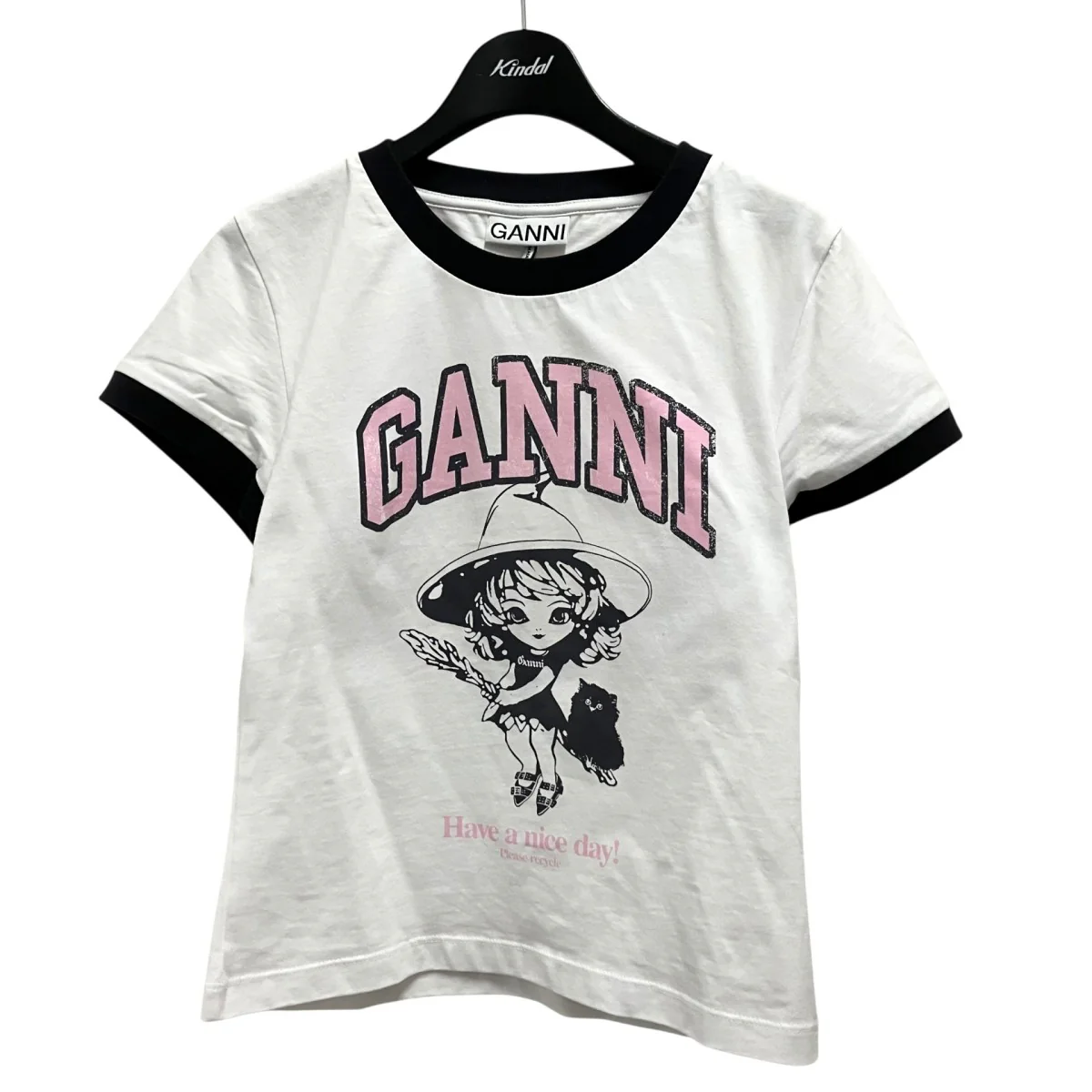 Basic Jersey Witch Small TショートスリーブプリントリンガーTシャツT4156