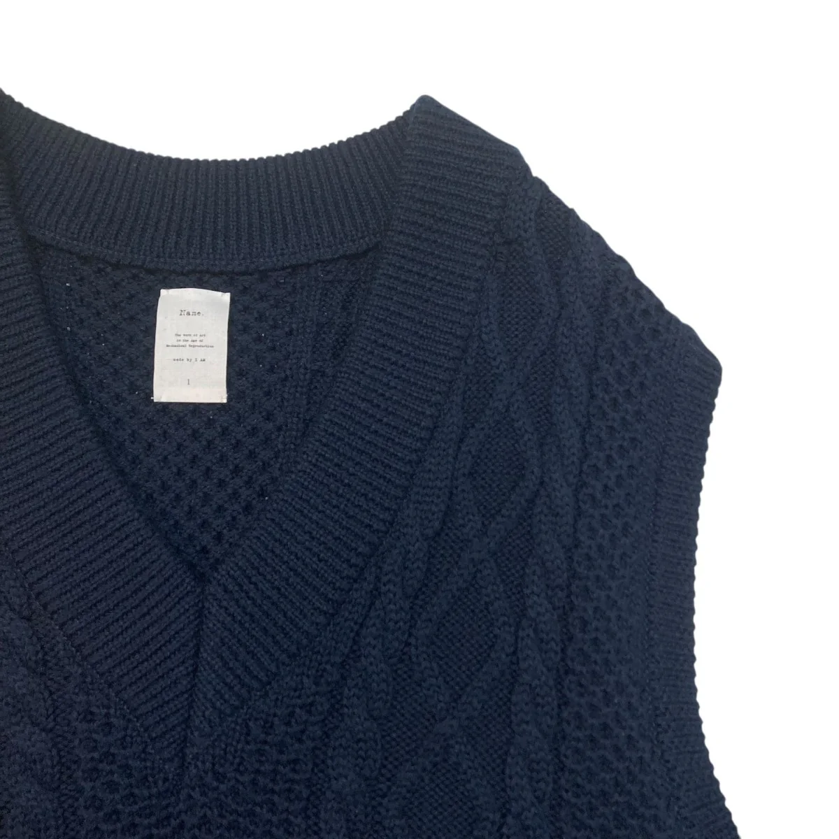 CABLE KNIT OVERSIZED V-NECK VESTVネックニットベストNMKN-19AW-002 - Image 4