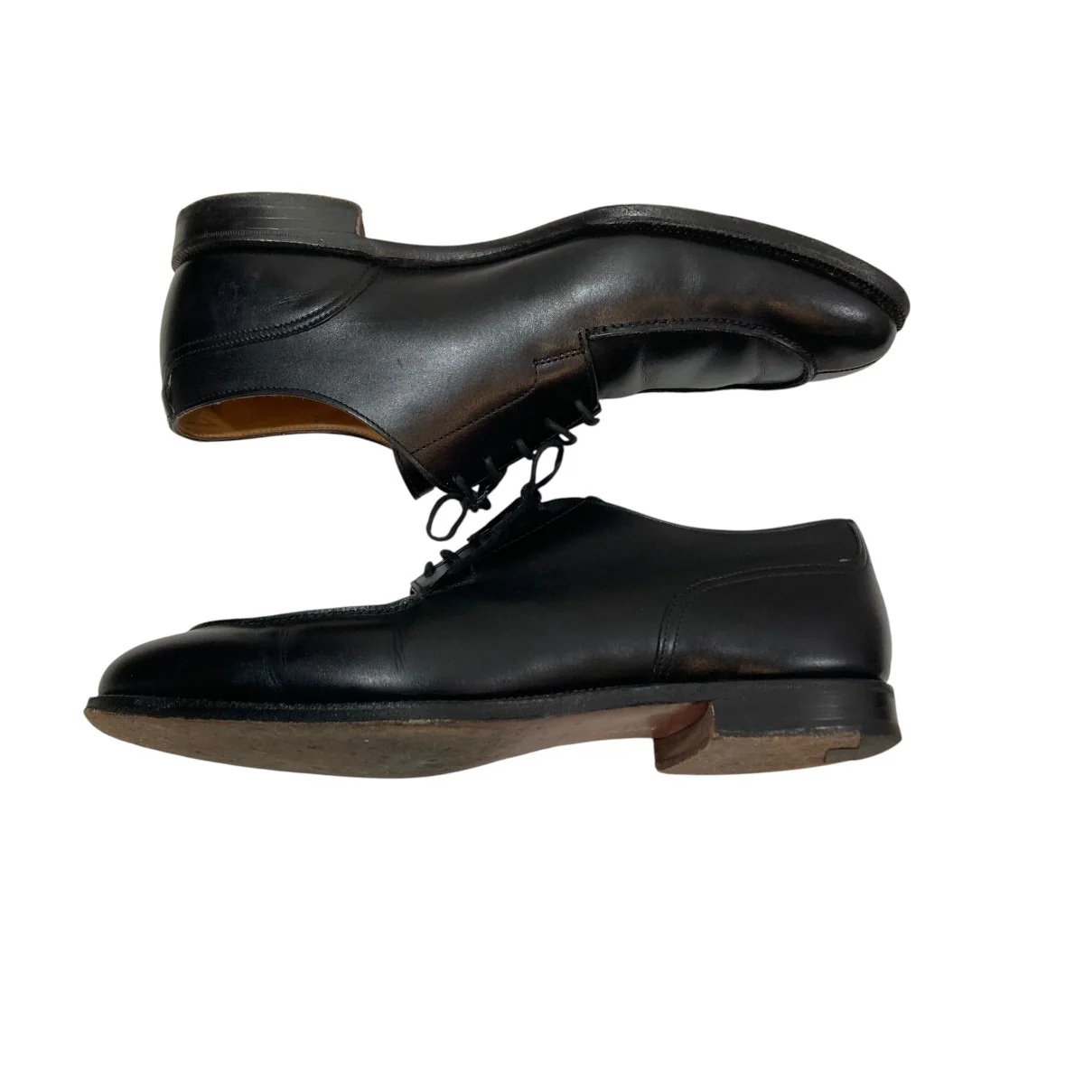 BLACK SPLIT TOE ALGONQUIN LEEATHER SOLEレザーシューズ - Image 4