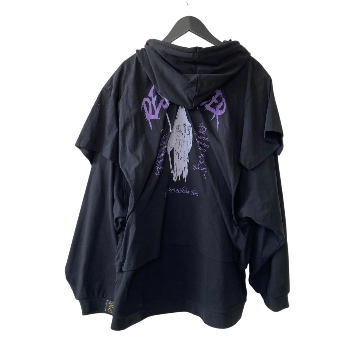 22SSHOODIE DOUBLED WITH PRINTED T-SHIRTレイヤードデザイン オーバーサイズドッキングパーカー221-175B - Image 2