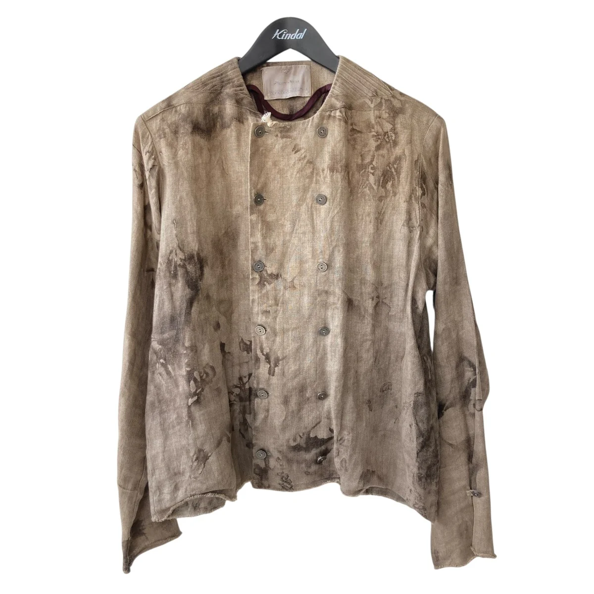 DOUBLE-BREASTED COLLARLESS SHIRT総柄ノーカラーシャツジャケット