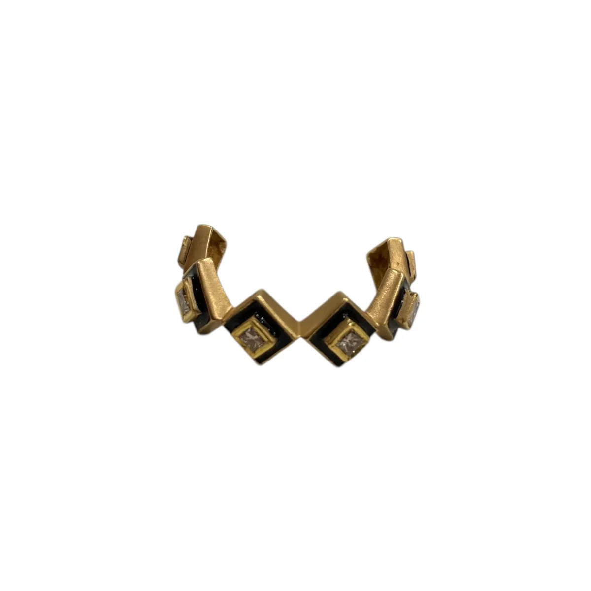 月桂 K18 brown diamond with enamel eternity cuff ringリング - Image 2