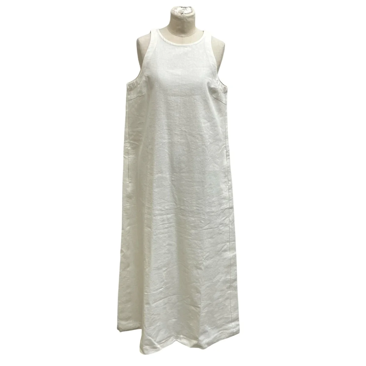 LINEN COTTON DRESSノースリーブワンピースA232-WH-M
