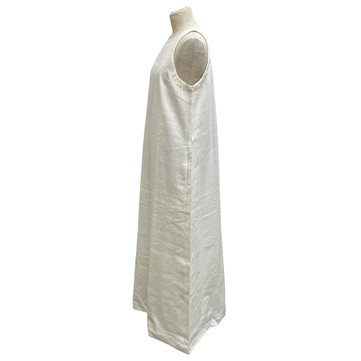 LINEN COTTON DRESSノースリーブワンピースA232-WH-M - Image 3