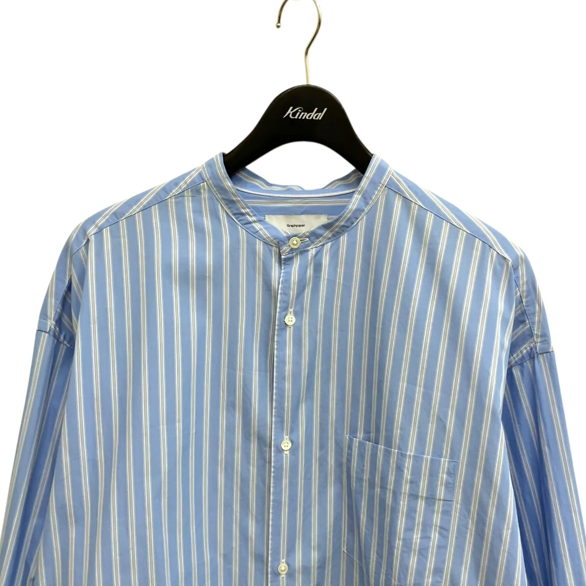 Oversized Band Collar Shirtストライプ長袖シャツGM252-50011 - Image 3
