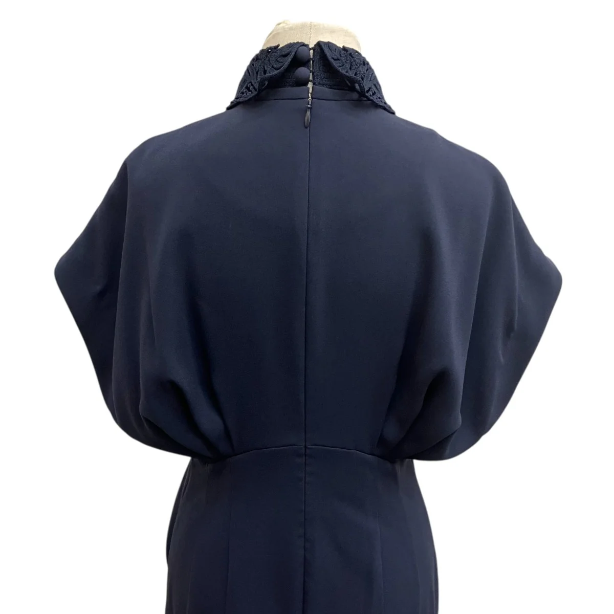 Back Satin Crepe Georgette Embroidered Collar Flared Dress半袖ワンピースMM24SS-DR083 - Image 5