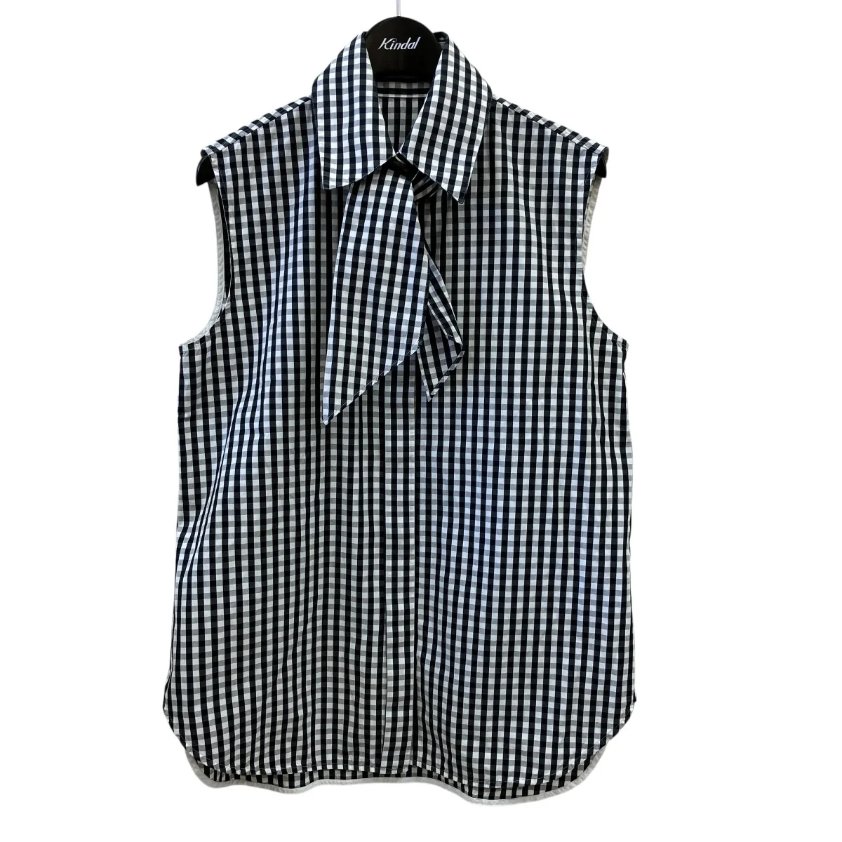 SLEEVELESS TIE BL GINGHAMギンガムチェックタイ付ノースリーブシャツMB231-5010