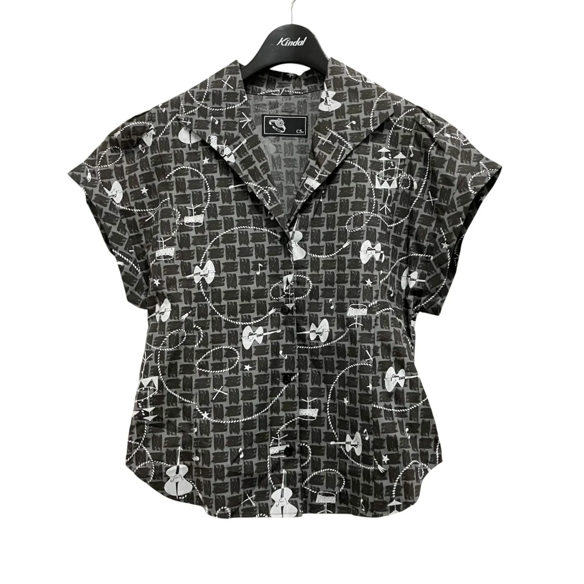 ROCKABILLY柄 ウイングカラーブラウス総柄シャツ05231AH03