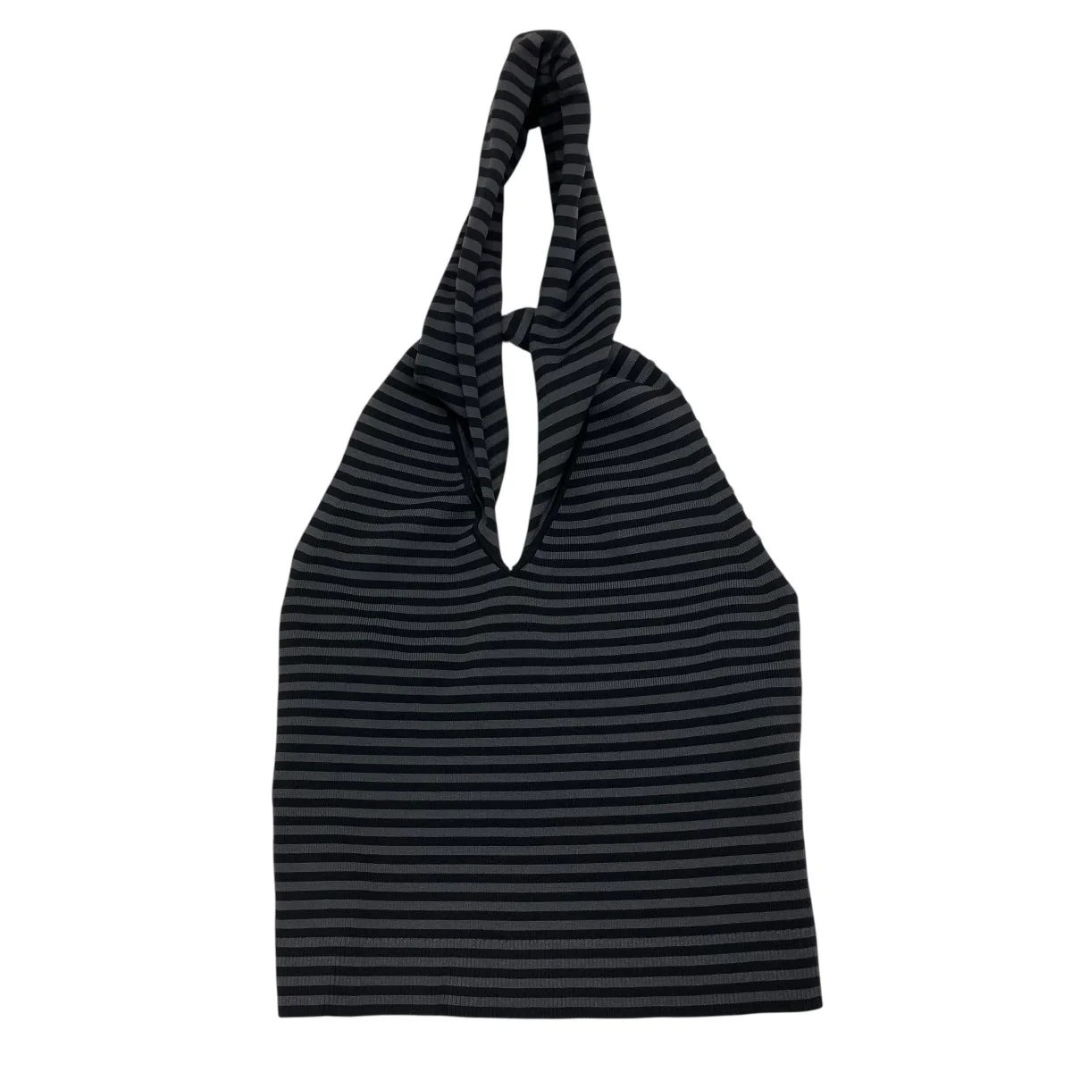 Cropped Hoodie Knit Top -BORDER ボーダー ニットトップ - Image 3