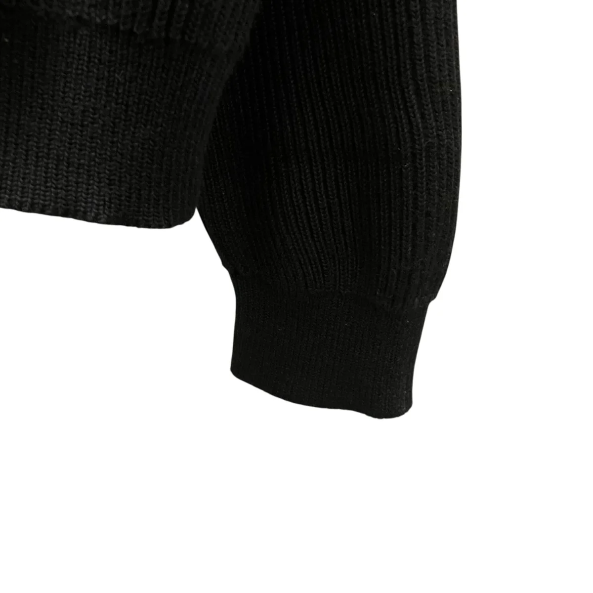 WOOL SILK CASHMERE DEADSTOCK YARN DOUBLE RIB CREW SWEATER カシミヤブレンドニット - Image 4