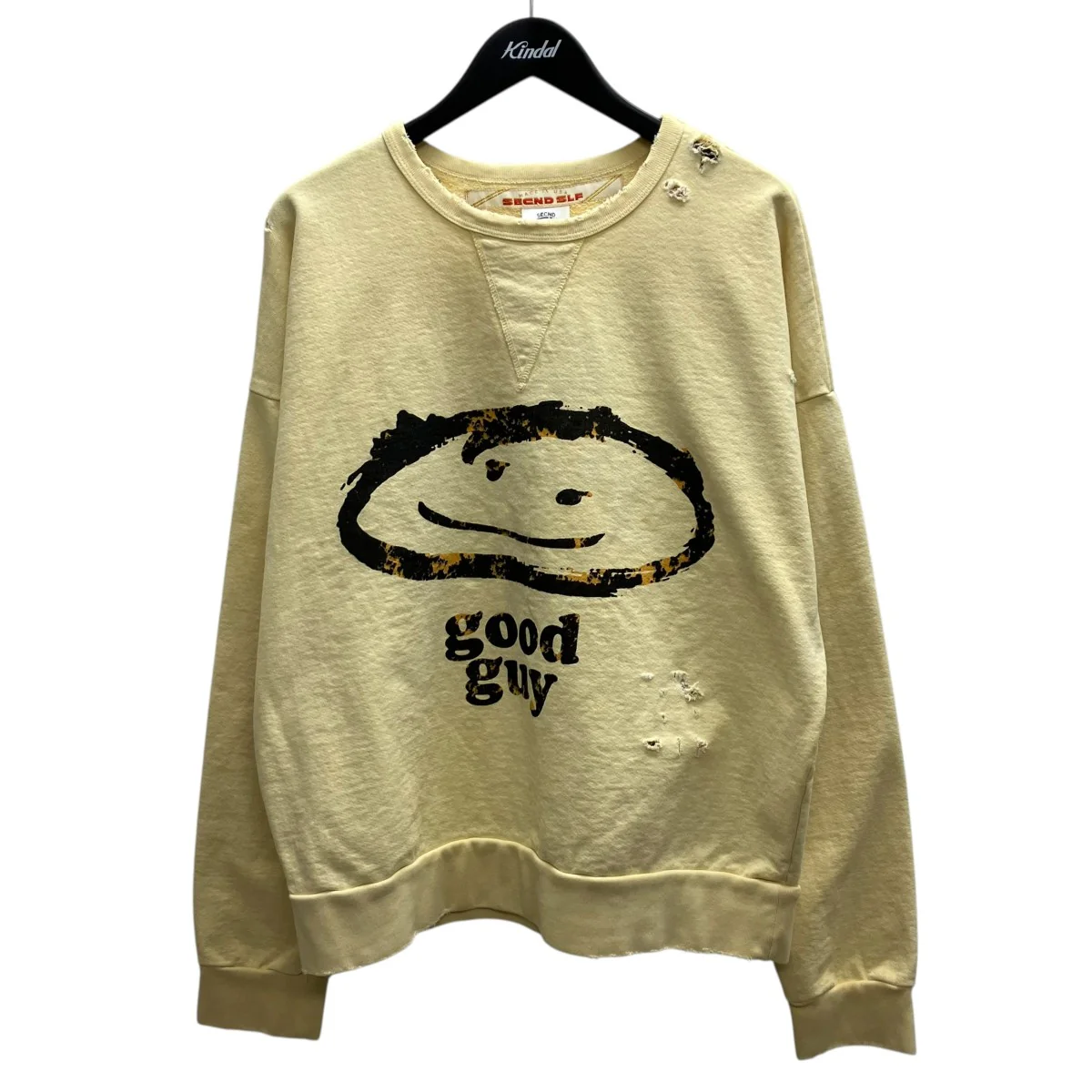 GOOD GUY CREW NECK YELLOWダメージ 加工スウェット