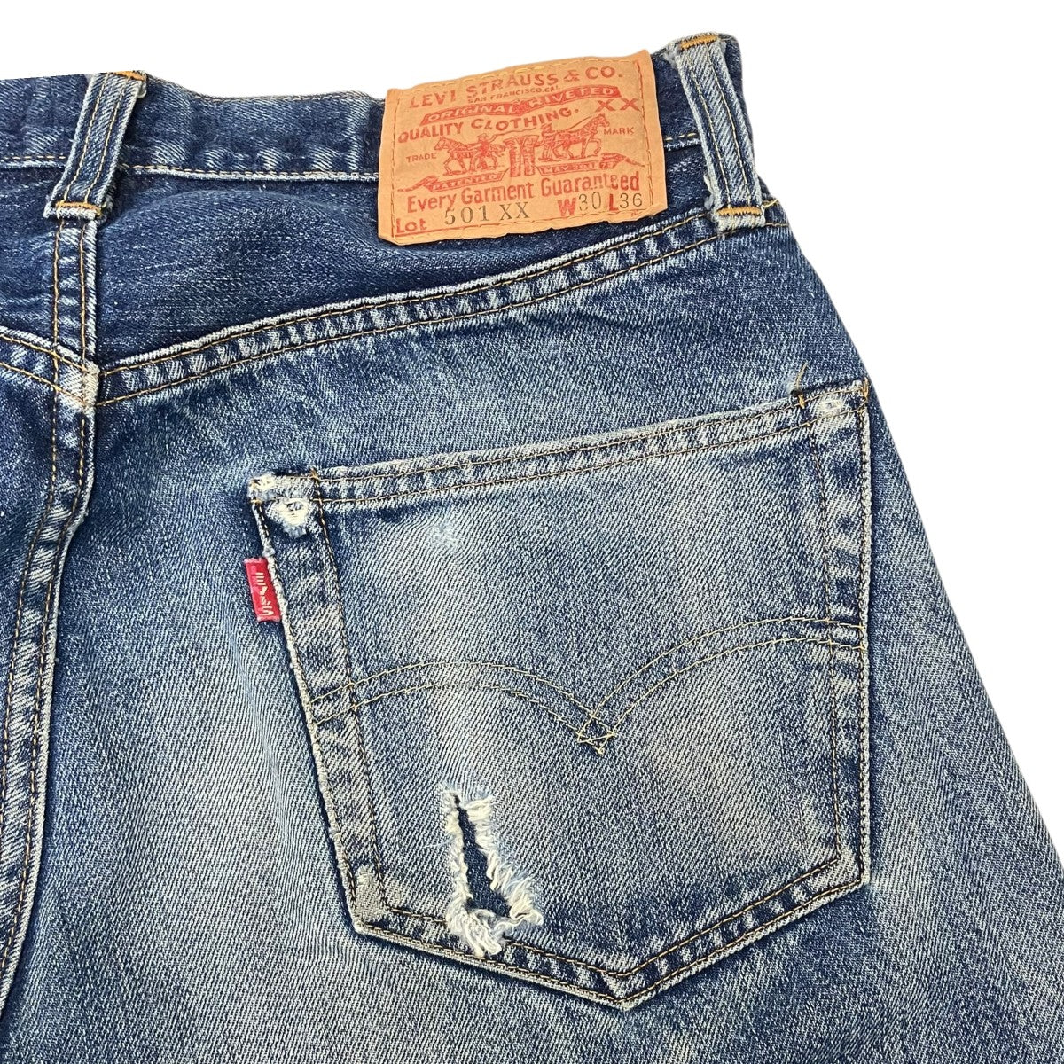 デニムパンツ／501XX／96年製／バレンシア工場／ボタン裏555 - Image 8