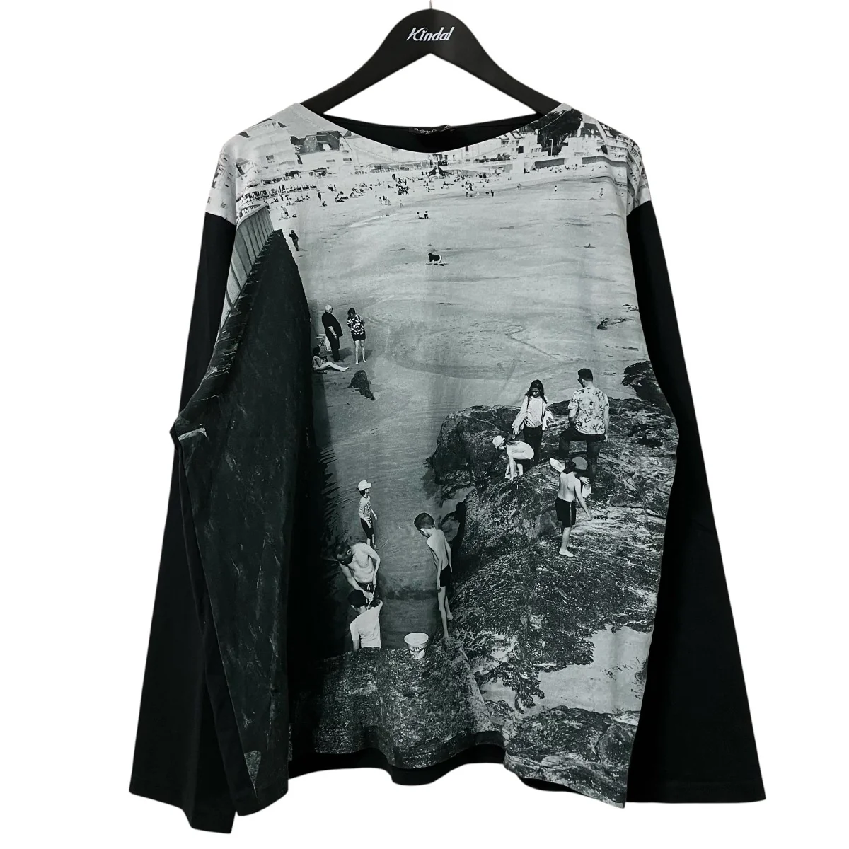 フォトプリント コットン 長袖 Tシャツ ”La plage”フロントプリントロングスリーブカットソーECZ2NU70