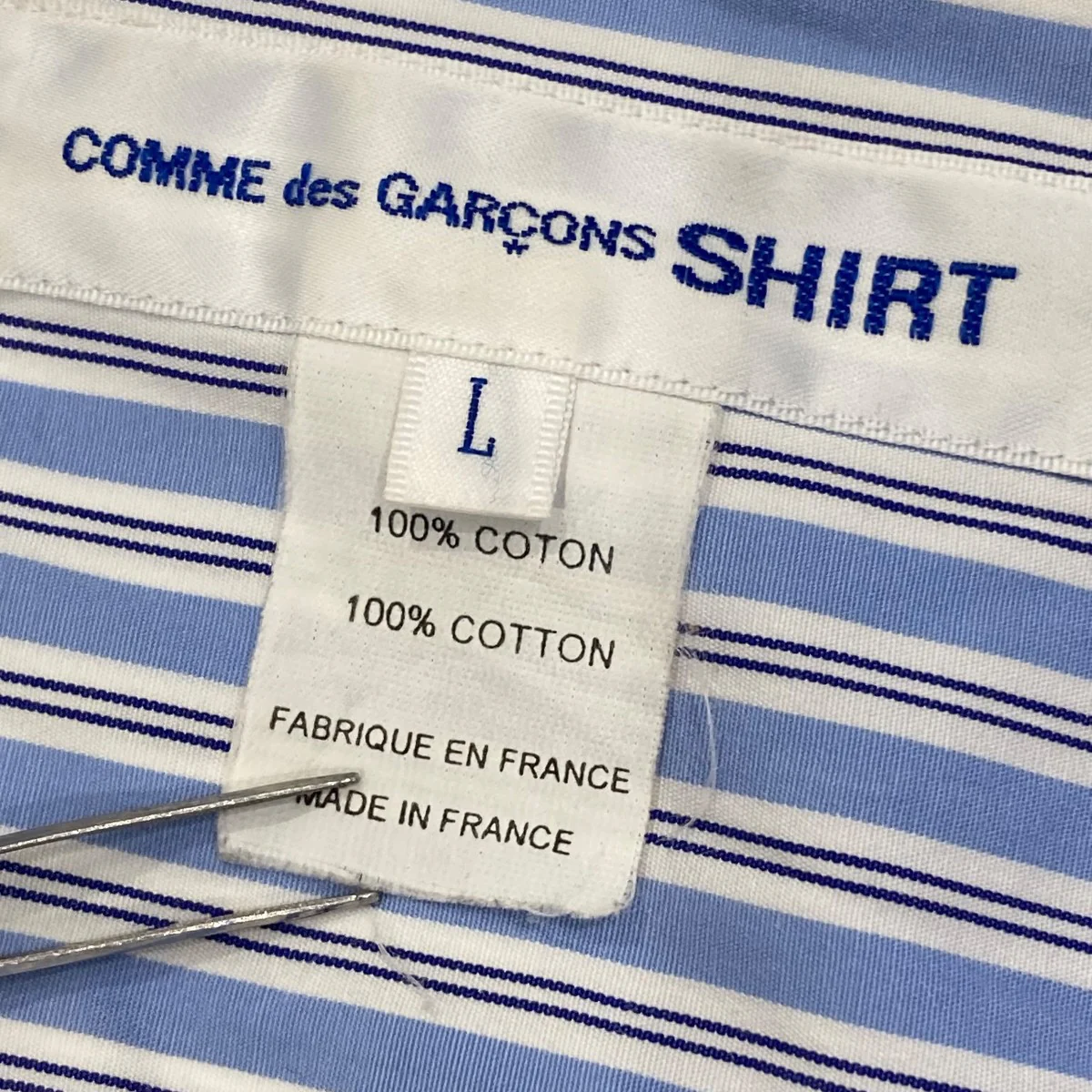 フランス製ストライプ長袖シャツW28051 - Image 6