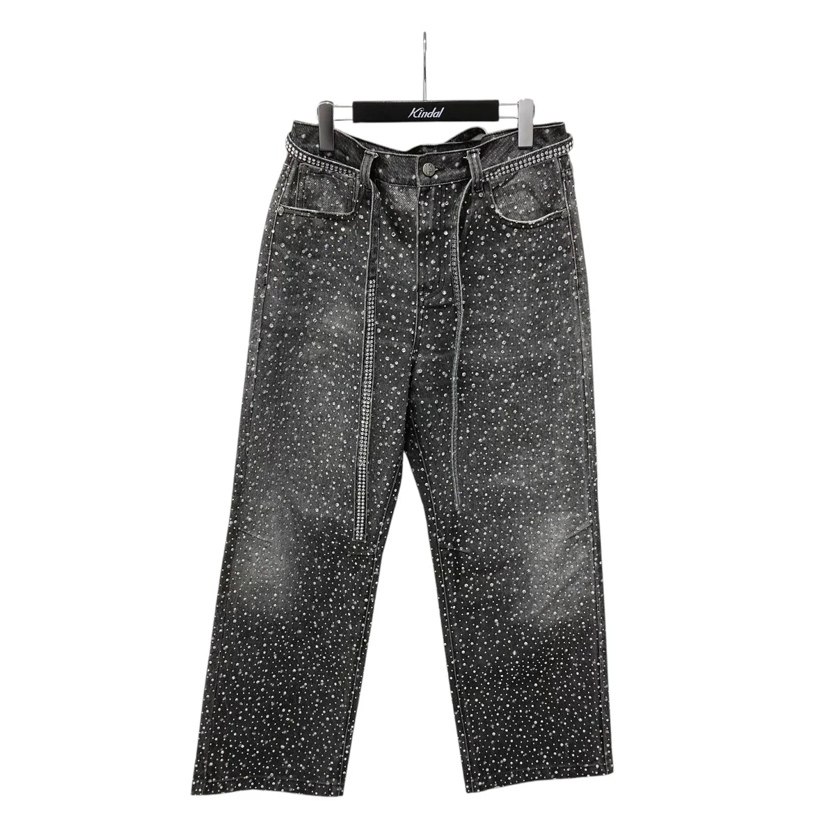 RHINESTONE EMBELLISHED STRAIGHT JEANSデニムパンツ