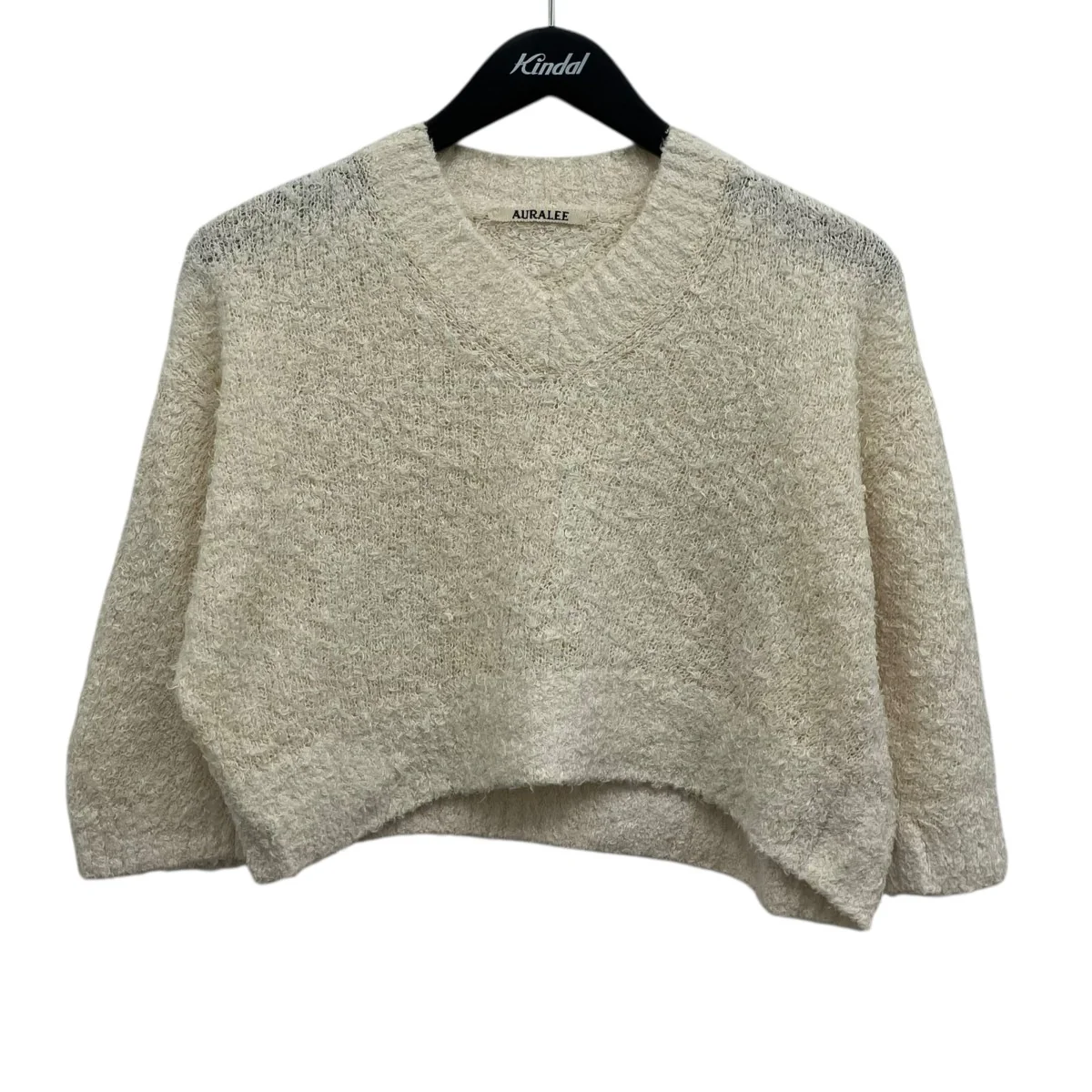 LINEN COTTON MOLE KNIT V-NECK SHORT P O モールVネックニット
