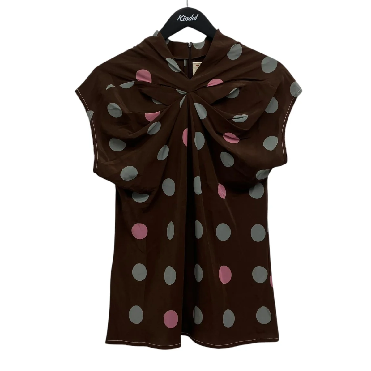 SILK POLKA DOTS BLOUSE WITH TIE-NECKドット柄ノースリーブワンピース