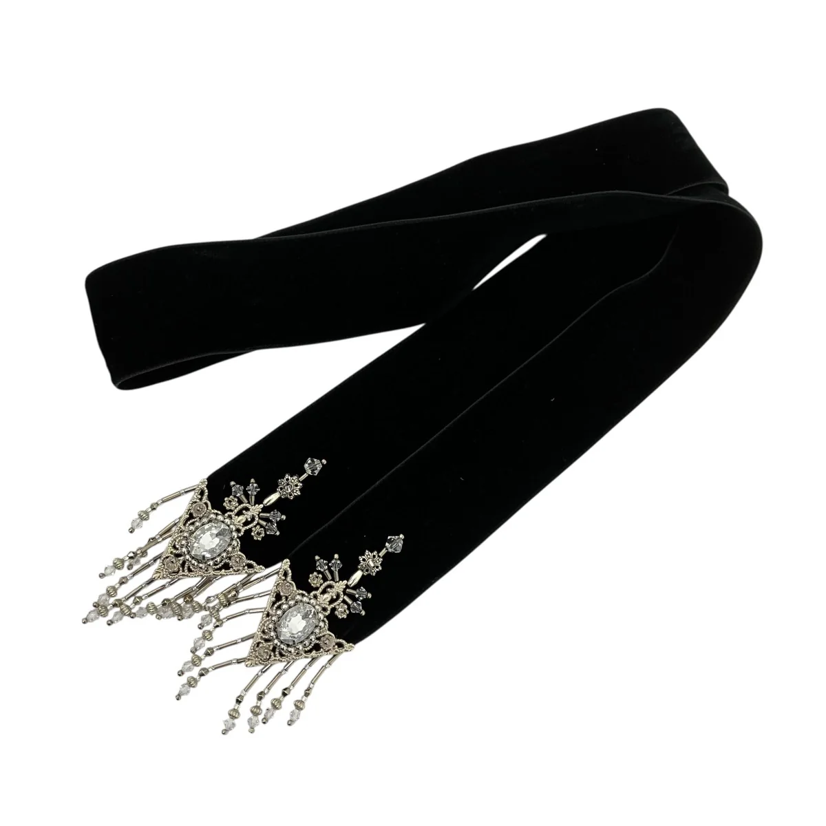 CRYSTAL SILVER TIP VELVET LONG RIBBON ベルベットデザインリボン
