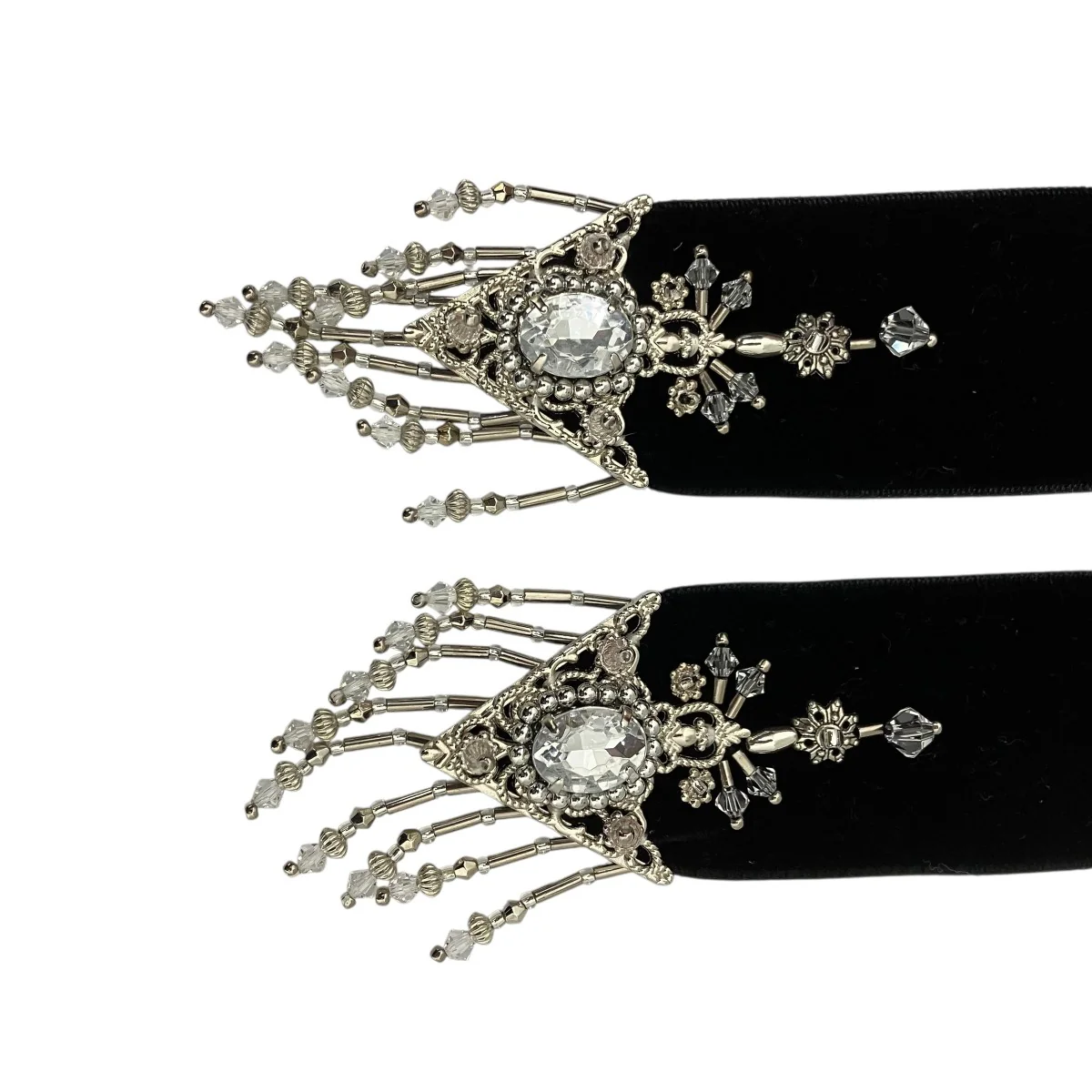 CRYSTAL SILVER TIP VELVET LONG RIBBON ベルベットデザインリボン - Image 2