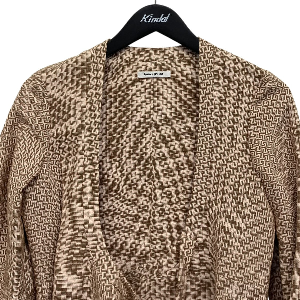 silk linen woven pattern open bib gawn オープンデザインガウン - Image 3