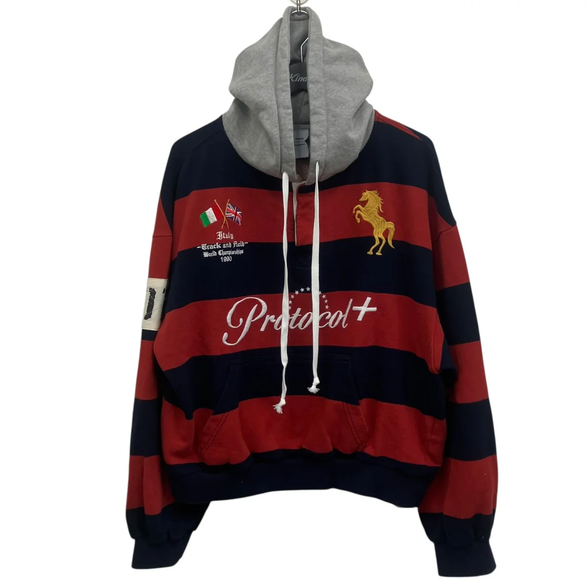 STRIPE POLO HOODIE