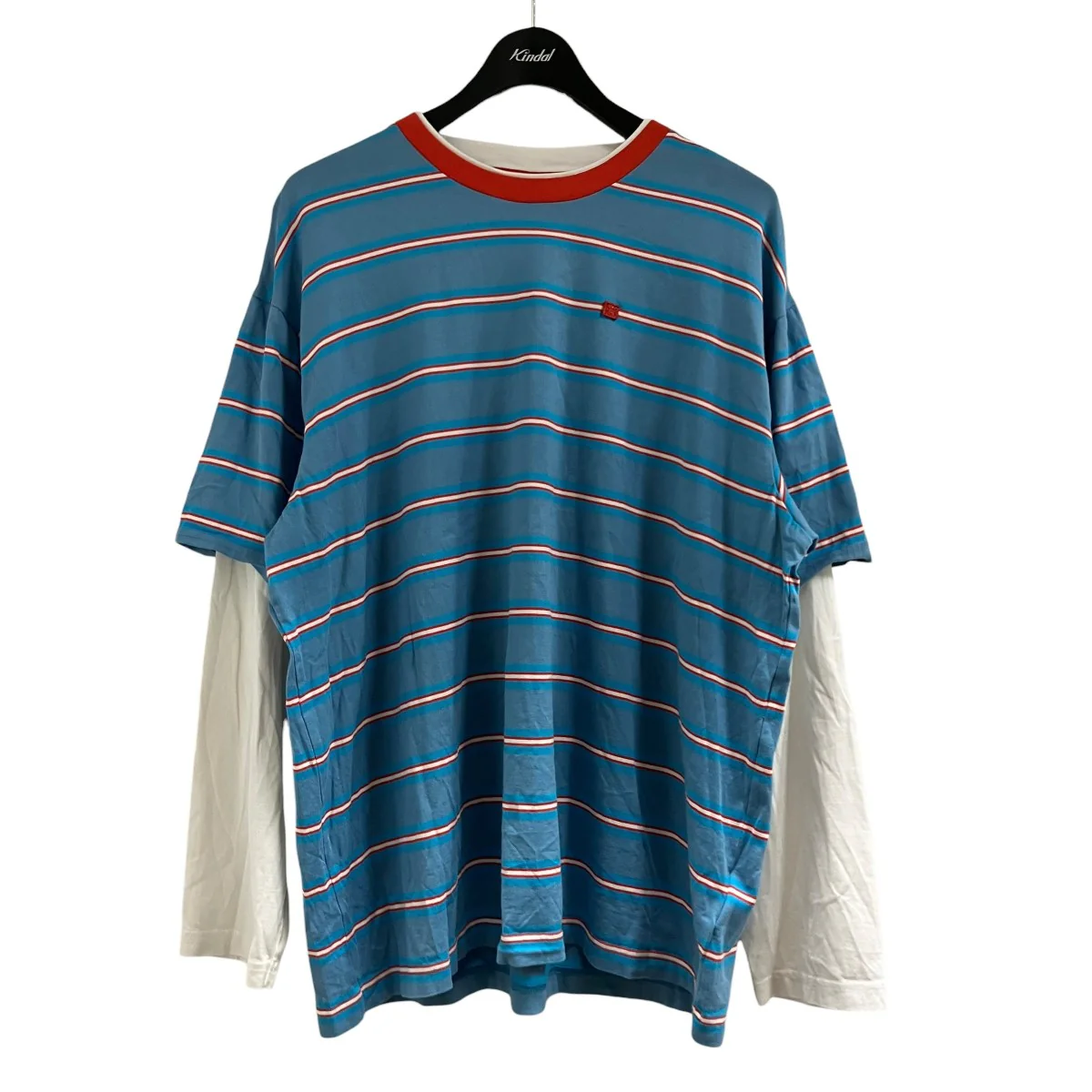 フェイスパッチレイヤードボーダーカットソー