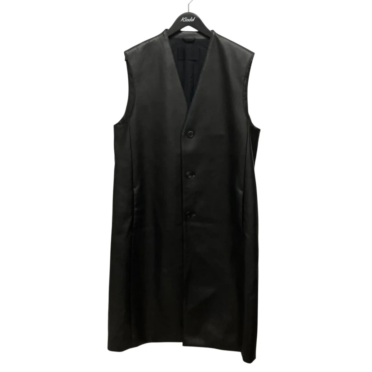 Synthetic Leather Sleeveless Coatフェイクレザージレロングベスト2302-C36-M203