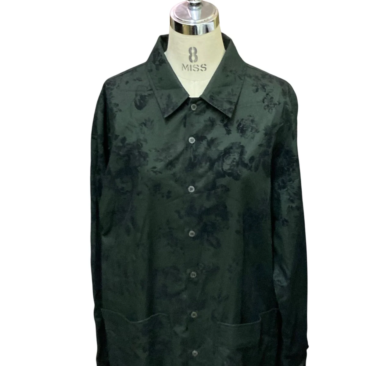 BOTANICAL FLOCKY SHIRT COAT総柄ロング長袖シャツコート10150102 - Image 4