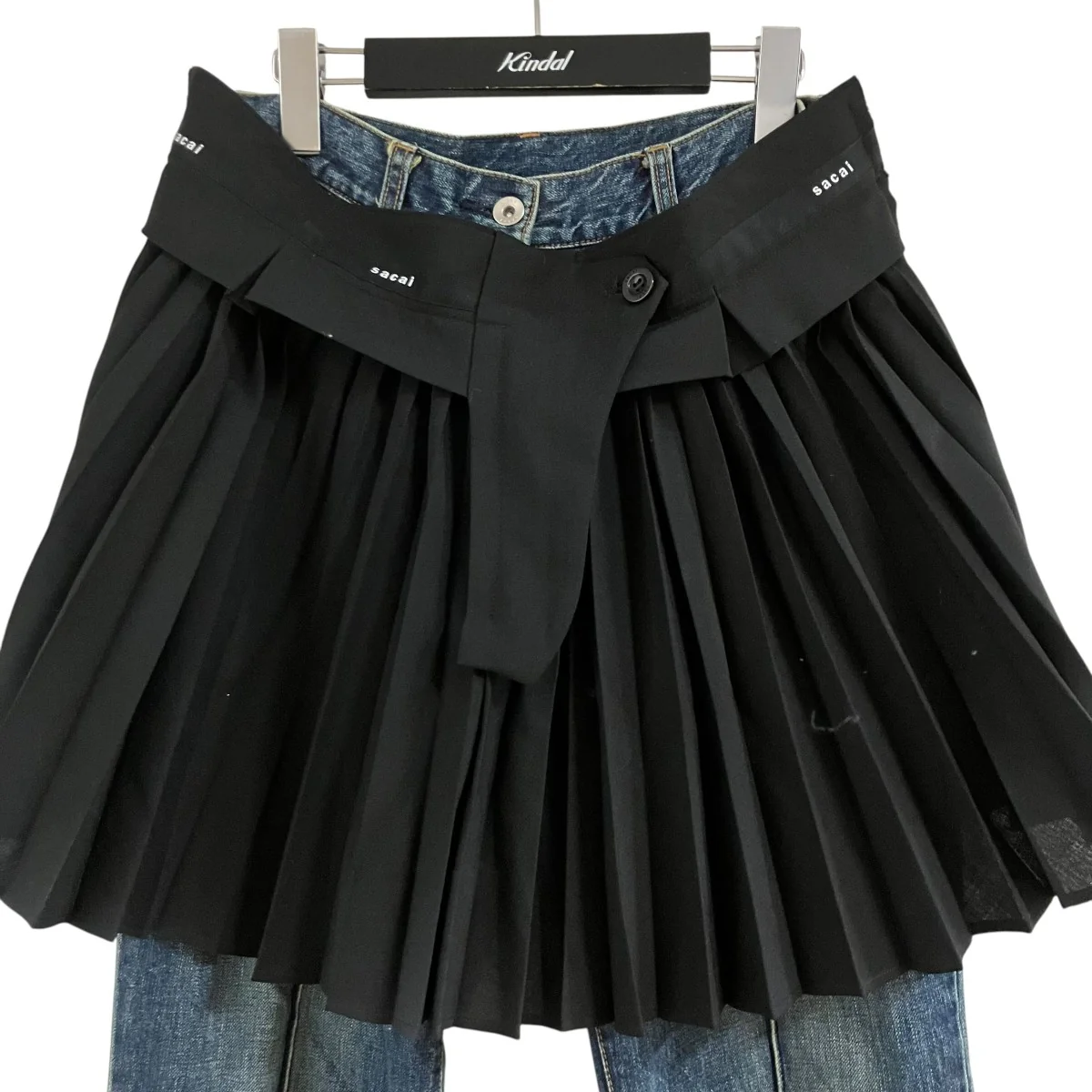 プリーツスカートドッキング レイヤードフレアデニムパンツ - Image 2