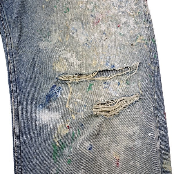15oz Denim Tuck Splash 4PKペイントクラッシュ加工タックデニムパンツ21-030-HL-8120-3 - Image 4