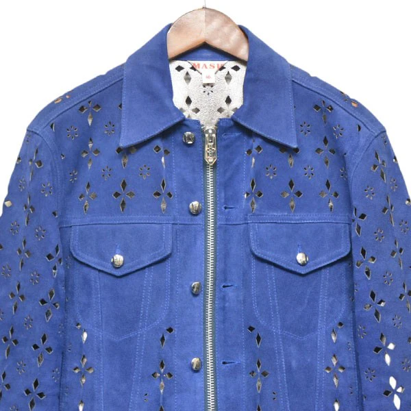 2023SS　DIAMOND-CUT LEATHER JACKET　ダイアモンドカットレザージャケット　スウェードトラッカージャケット　MMSS-BL0723 - Image 4