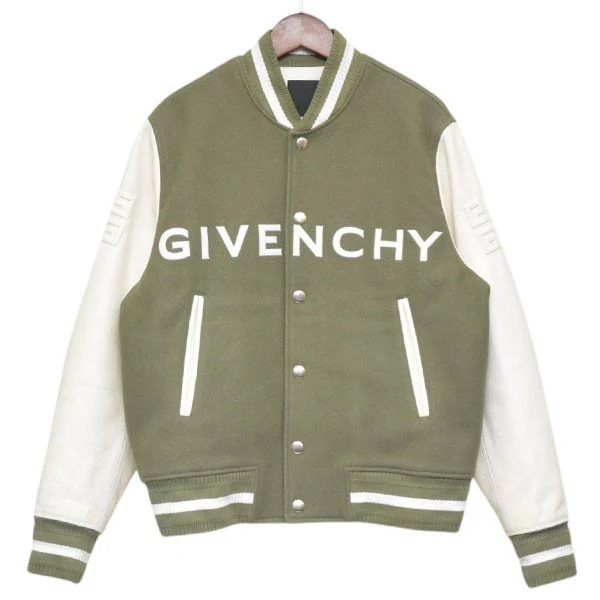 2023AW　WOOL BOMBER JACKET　ロゴパッチボンバージャケット　袖レザースタジャン　ブルゾン　BM011S6Y16