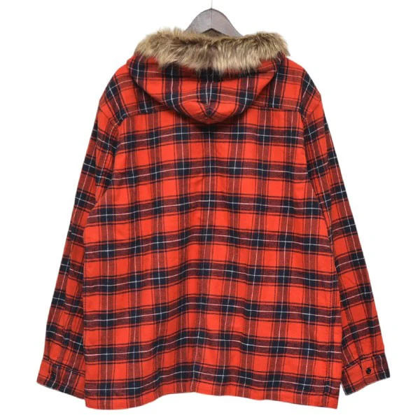 2024AW　Fur Trim Flannel Hooded Shirt　ファーフーデットネルシャツ　フード付きチェックシャツ - Image 2