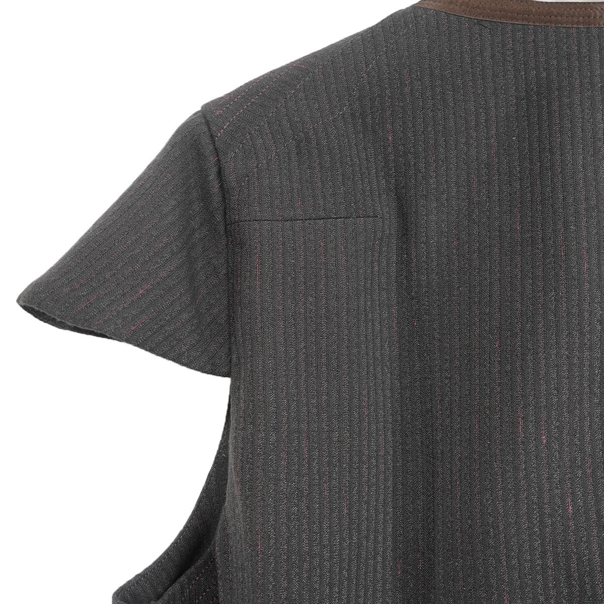 09AW CLOSED FEELING 本人期 第一期ラストコレクションピースカシミヤシルク混 ストライプ パイピング ショートスリーブジャケット ベスト - Image 6