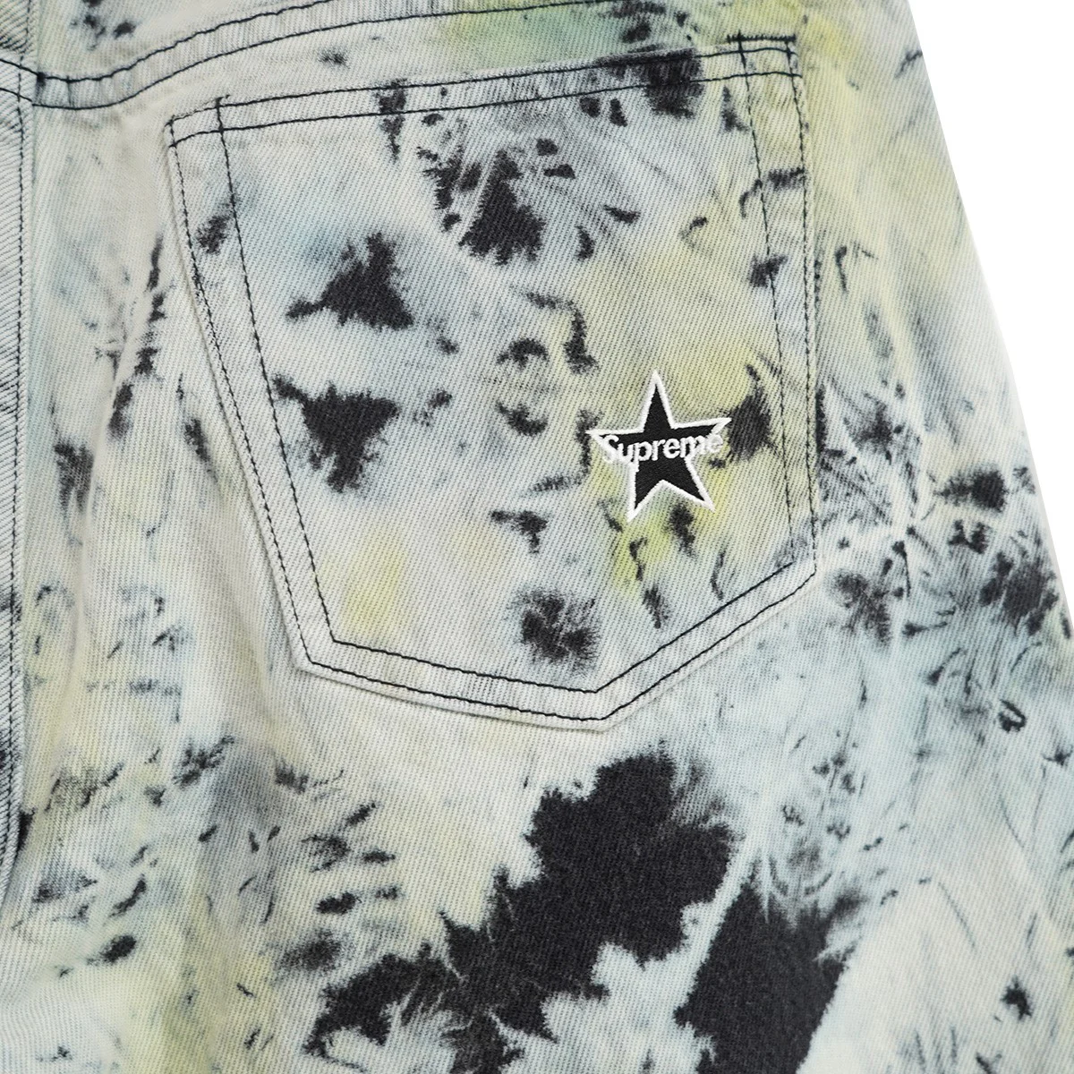 26SS Regular Jean Tie Dyeレギュラージーンズ タイダイ加工 ロゴ スターパッチ デニムパンツ - Image 4