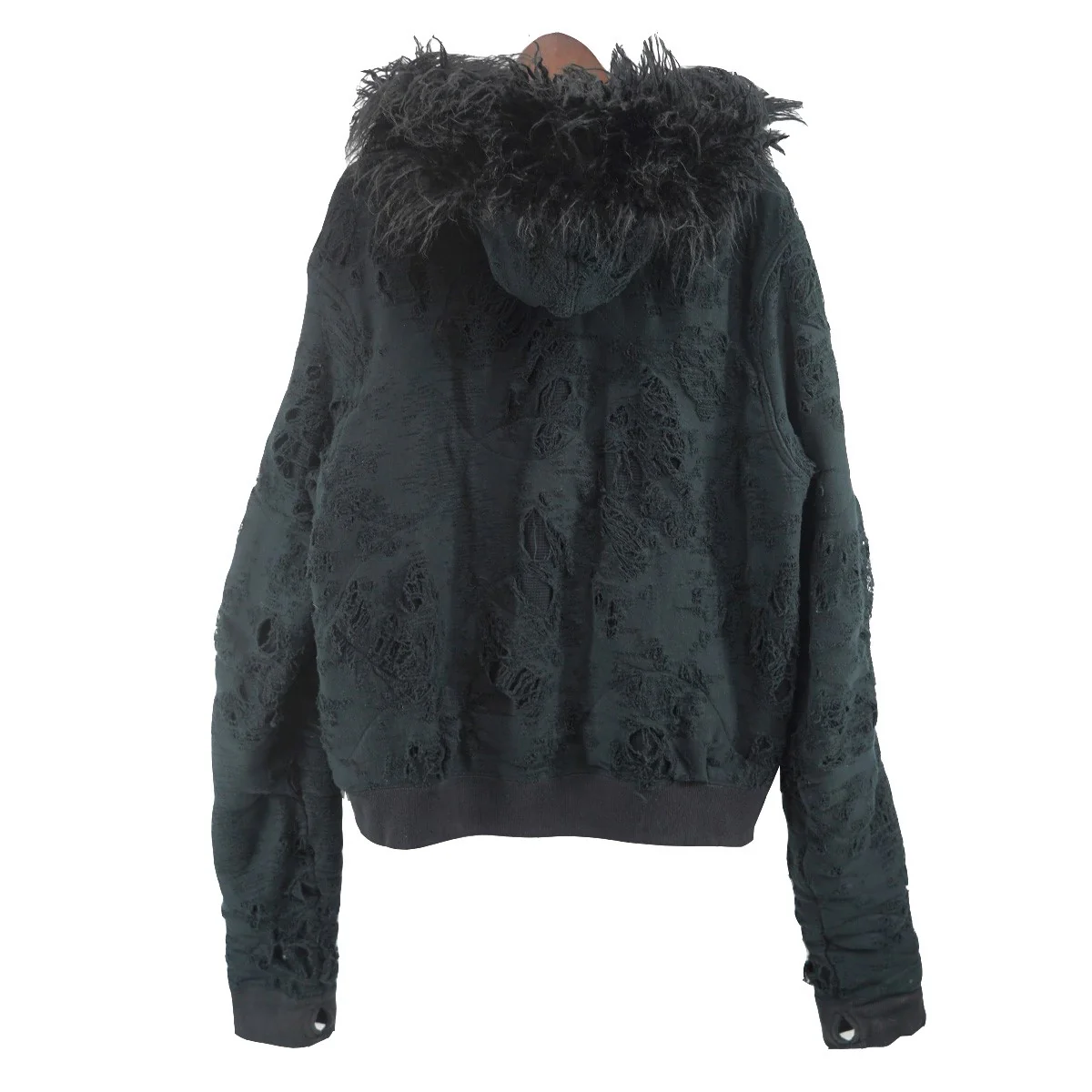 25AW DESTROY ZIP UP ／ BLKデストロイ ダメージ 加工 ファー ジップアップ パーカー - Image 2
