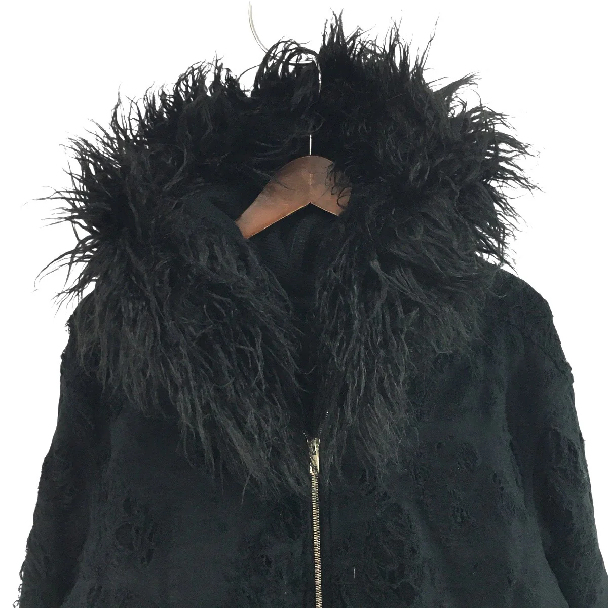 25AW DESTROY ZIP UP ／ BLKデストロイ ダメージ 加工 ファー ジップアップ パーカー - Image 3
