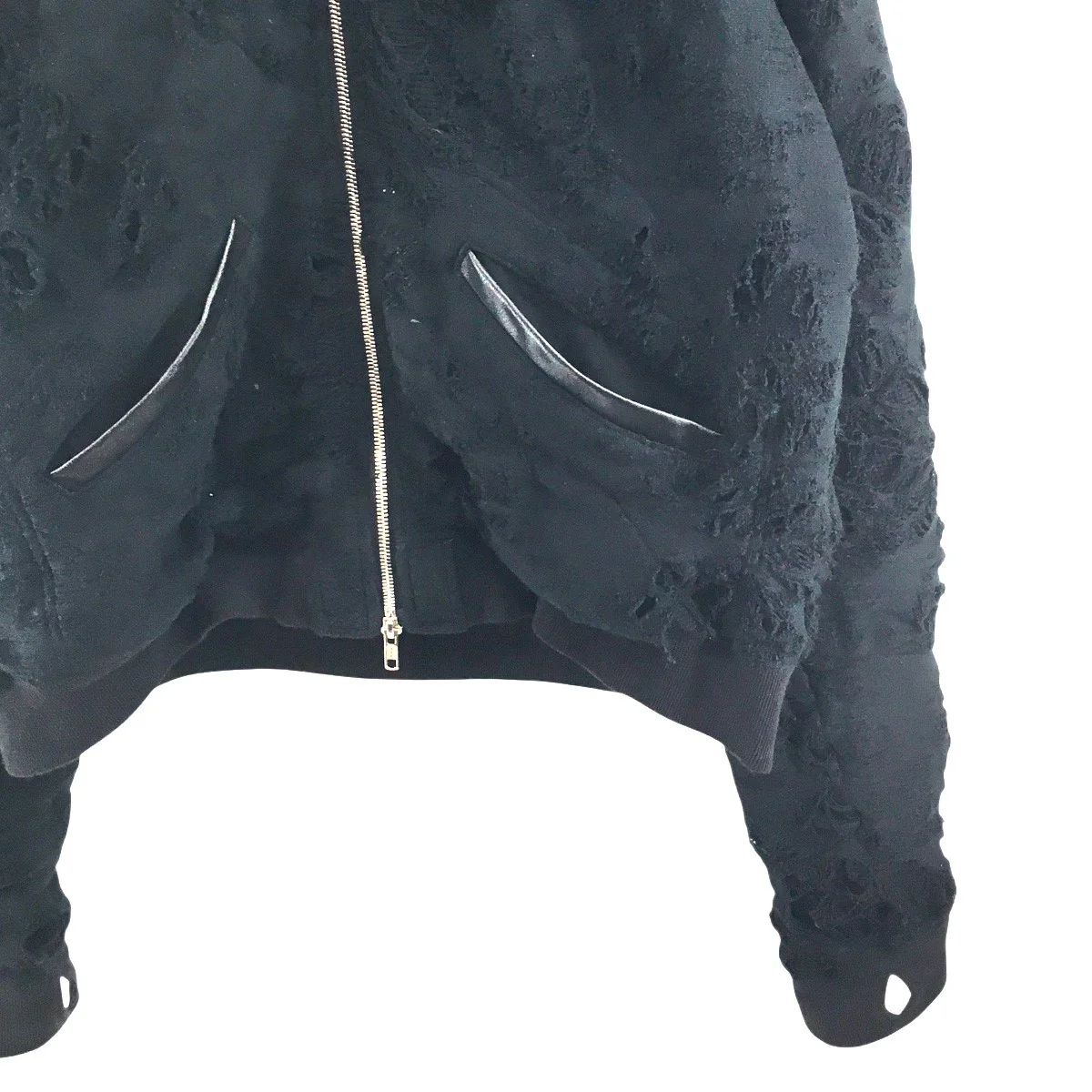 25AW DESTROY ZIP UP ／ BLKデストロイ ダメージ 加工 ファー ジップアップ パーカー - Image 4