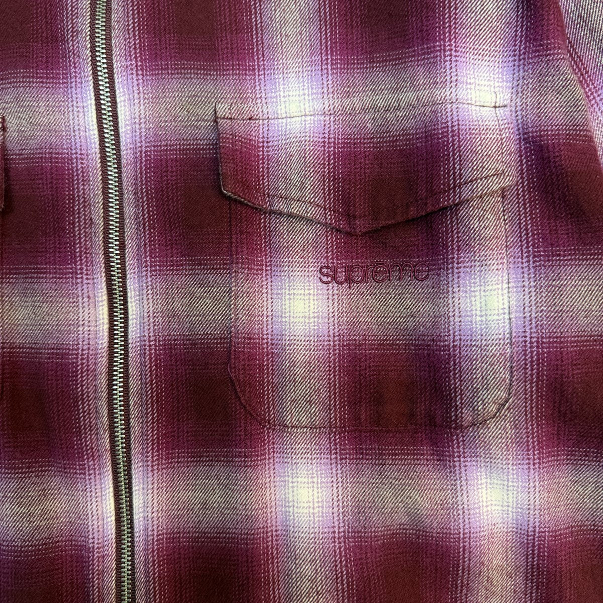 22AW/Shadow Plaid Flannel Zip Up Shirt／シャドウプレイドフランネルジップアップシャツ - Image 2