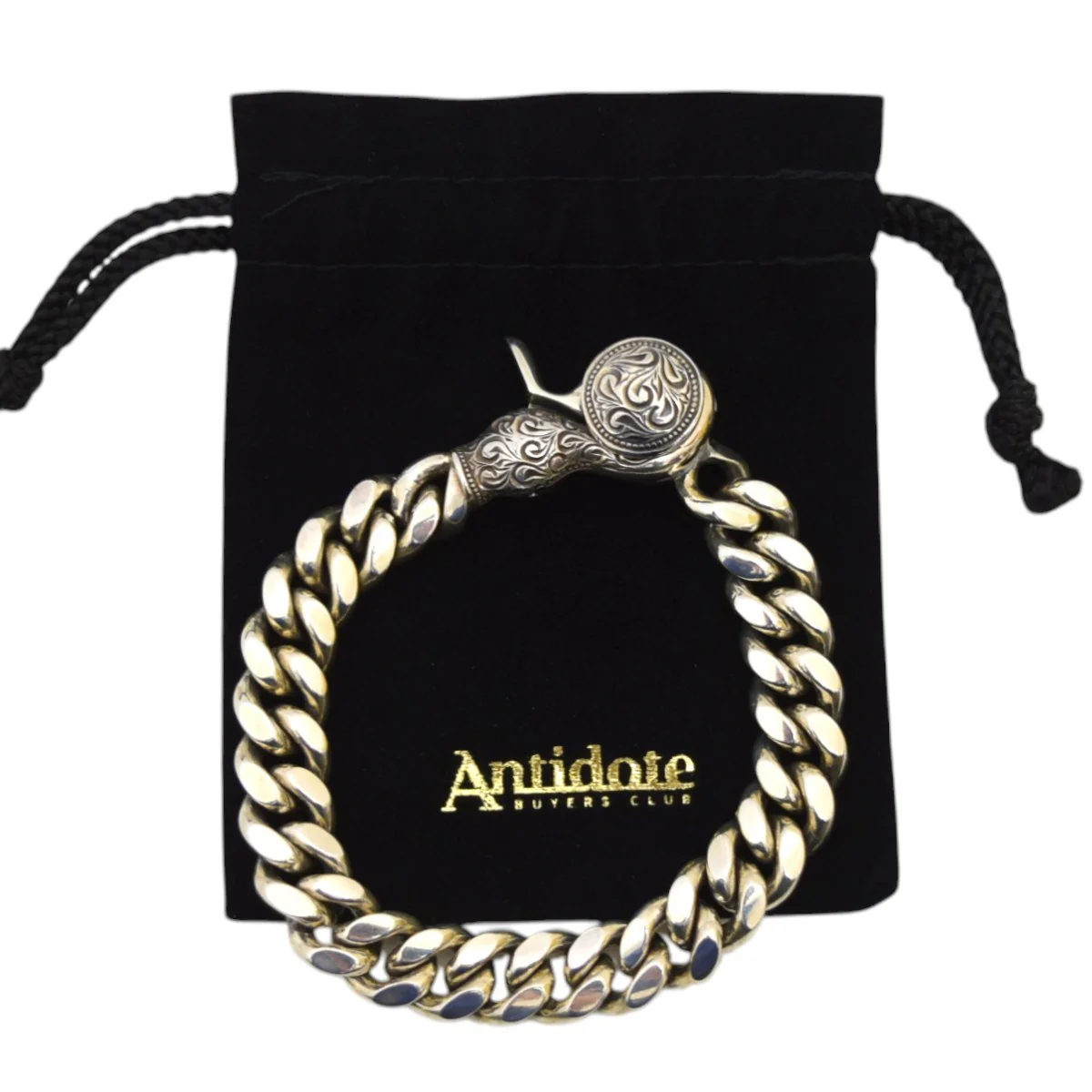 Engraved Miami Chain Braceletシルバー チェーンブレスレット - Image 3