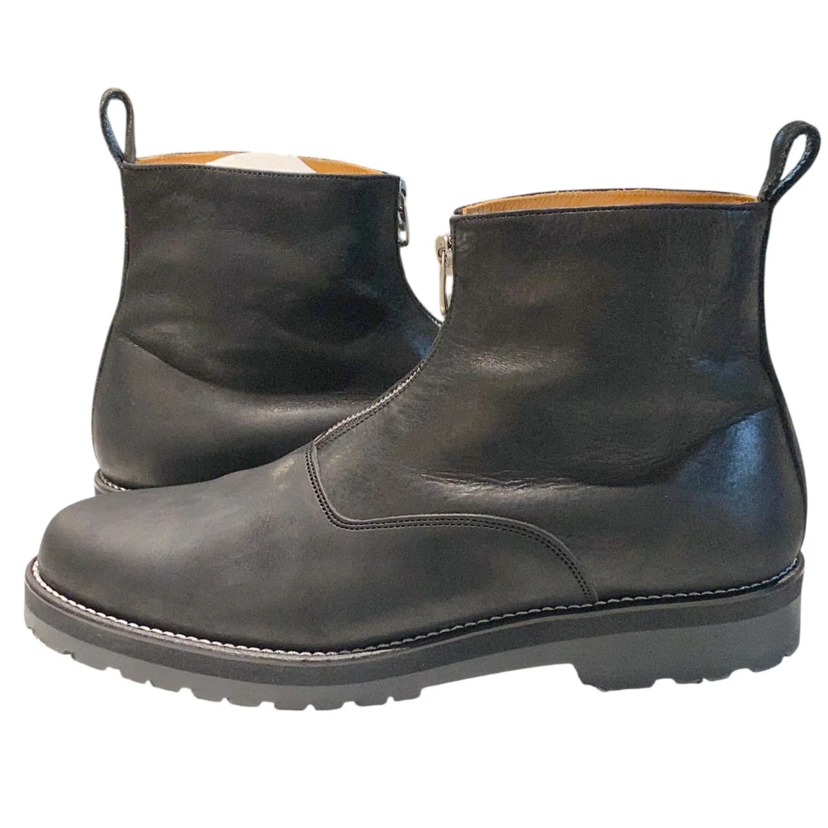 PULL TAB ZIP BOOTS VibramヴィブラムソールセンターZIPレザーブーツ靴 - Image 3