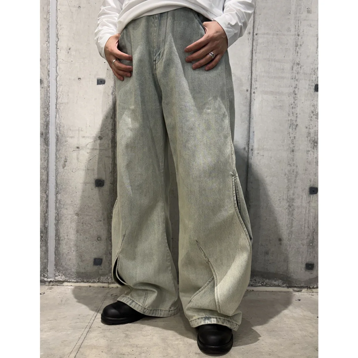 25SSWashed Selvedge DenimウォッシュドVINTAGE加工ワイドデニムパンツ - Image 2