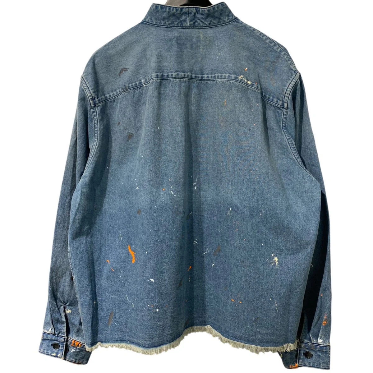 Denim Kimono Collar Cropped Jacket Paint-Splatteredペイントスプレー加工デニム着物キモノカラージャケット - Image 3
