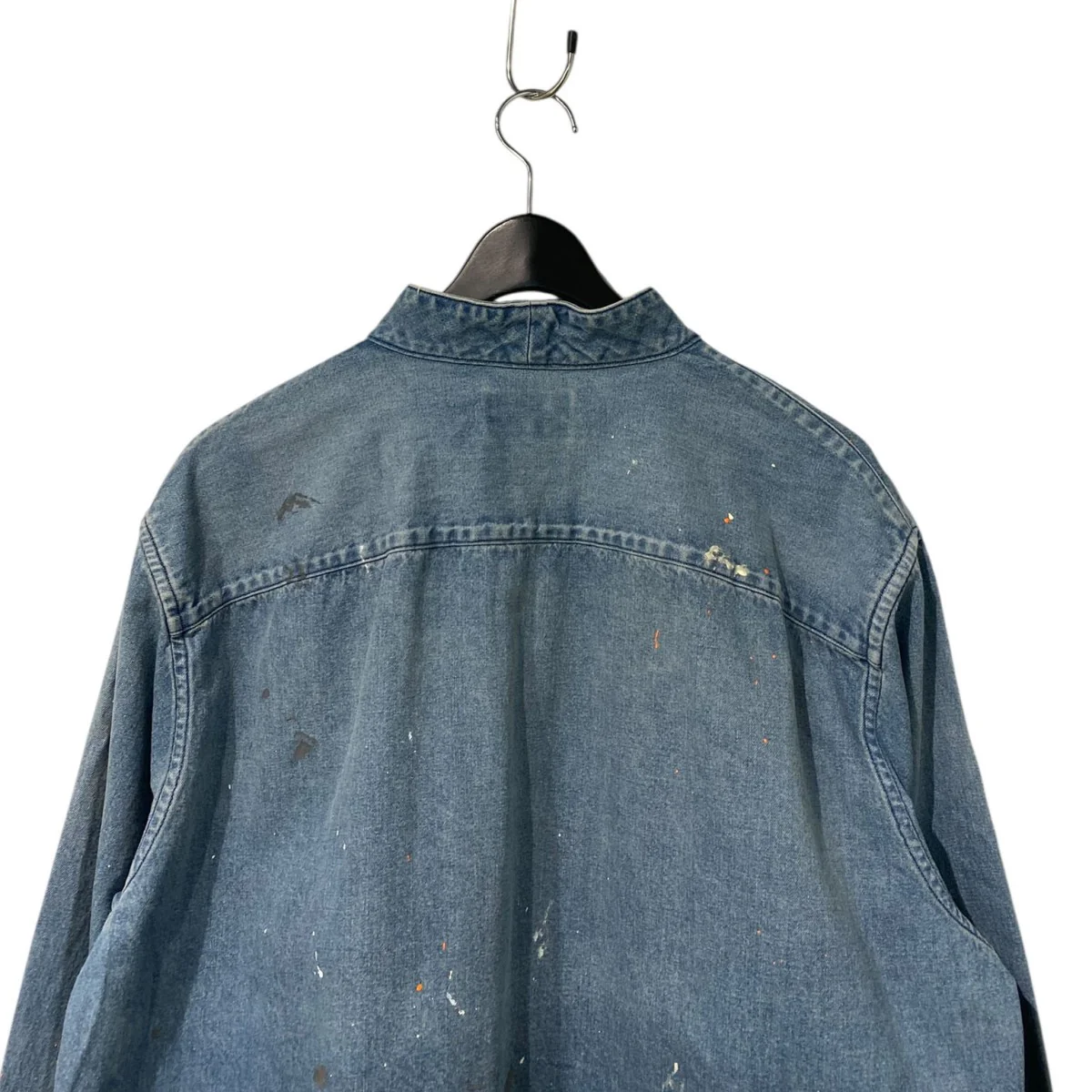 Denim Kimono Collar Cropped Jacket Paint-Splatteredペイントスプレー加工デニム着物キモノカラージャケット - Image 6