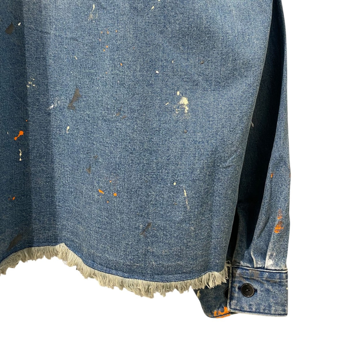 Denim Kimono Collar Cropped Jacket Paint-Splatteredペイントスプレー加工デニム着物キモノカラージャケット - Image 7