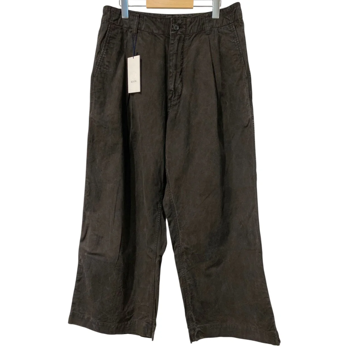 Sumizome Wide Trousers炭染め加工プリーツワイドトラウザーズパンツ