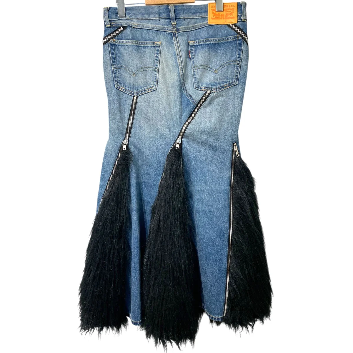 25AWLevis Denim×Fur SkirtファーZIPロングデニムスカートJP-S201 - Image 2