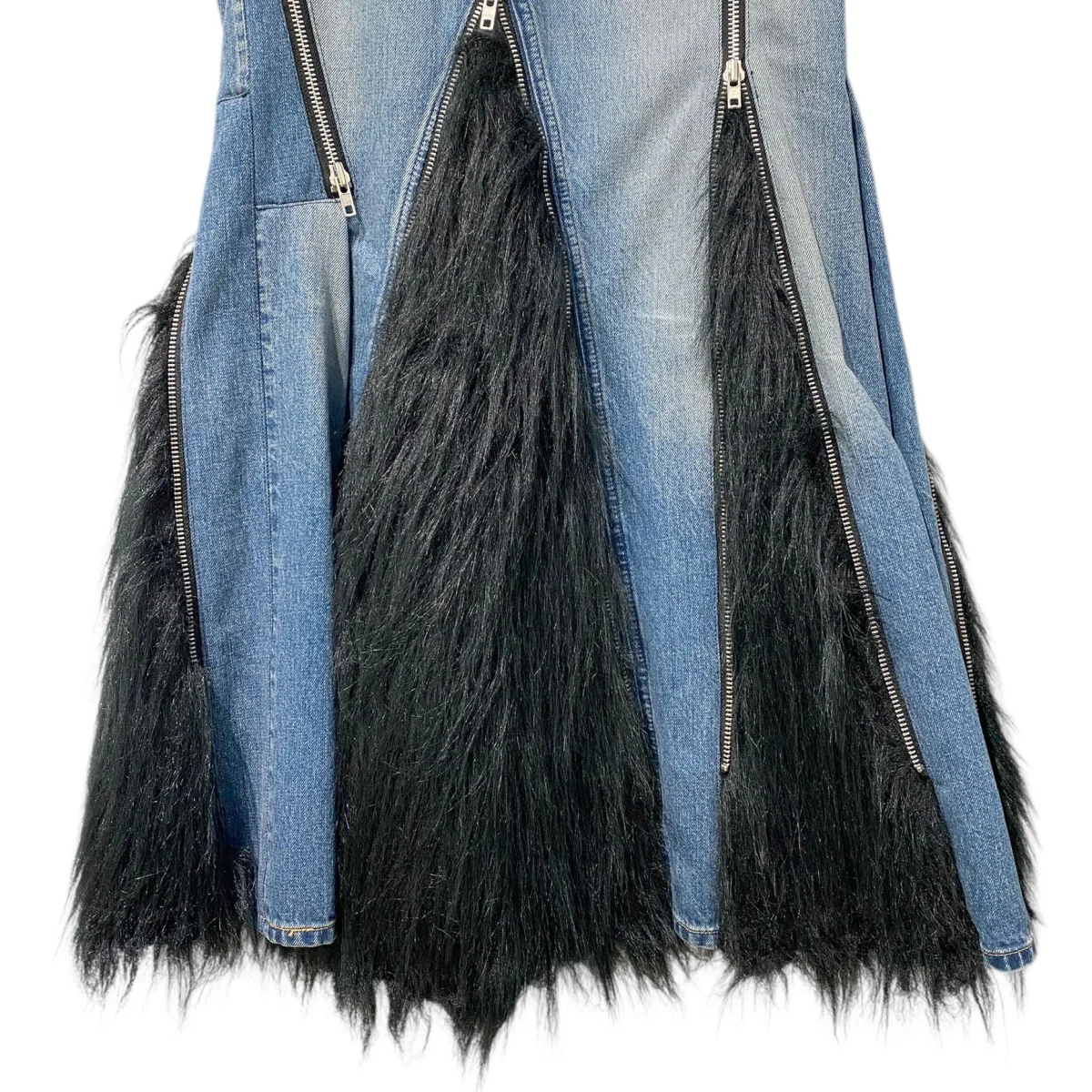 25AWLevis Denim×Fur SkirtファーZIPロングデニムスカートJP-S201 - Image 4