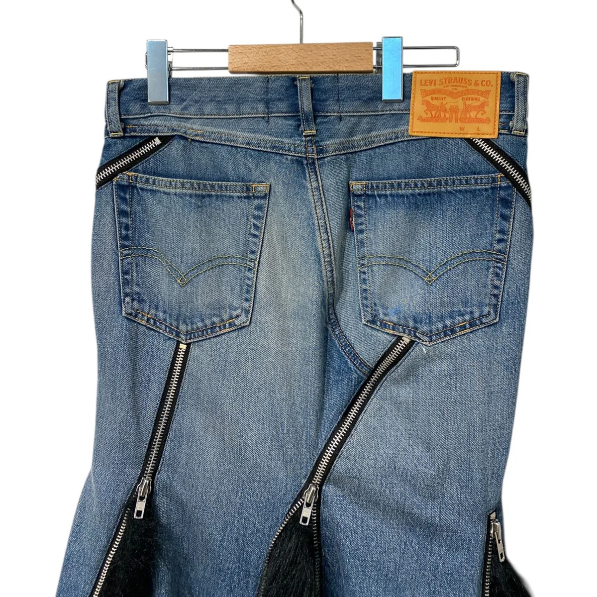 25AWLevis Denim×Fur SkirtファーZIPロングデニムスカートJP-S201 - Image 5