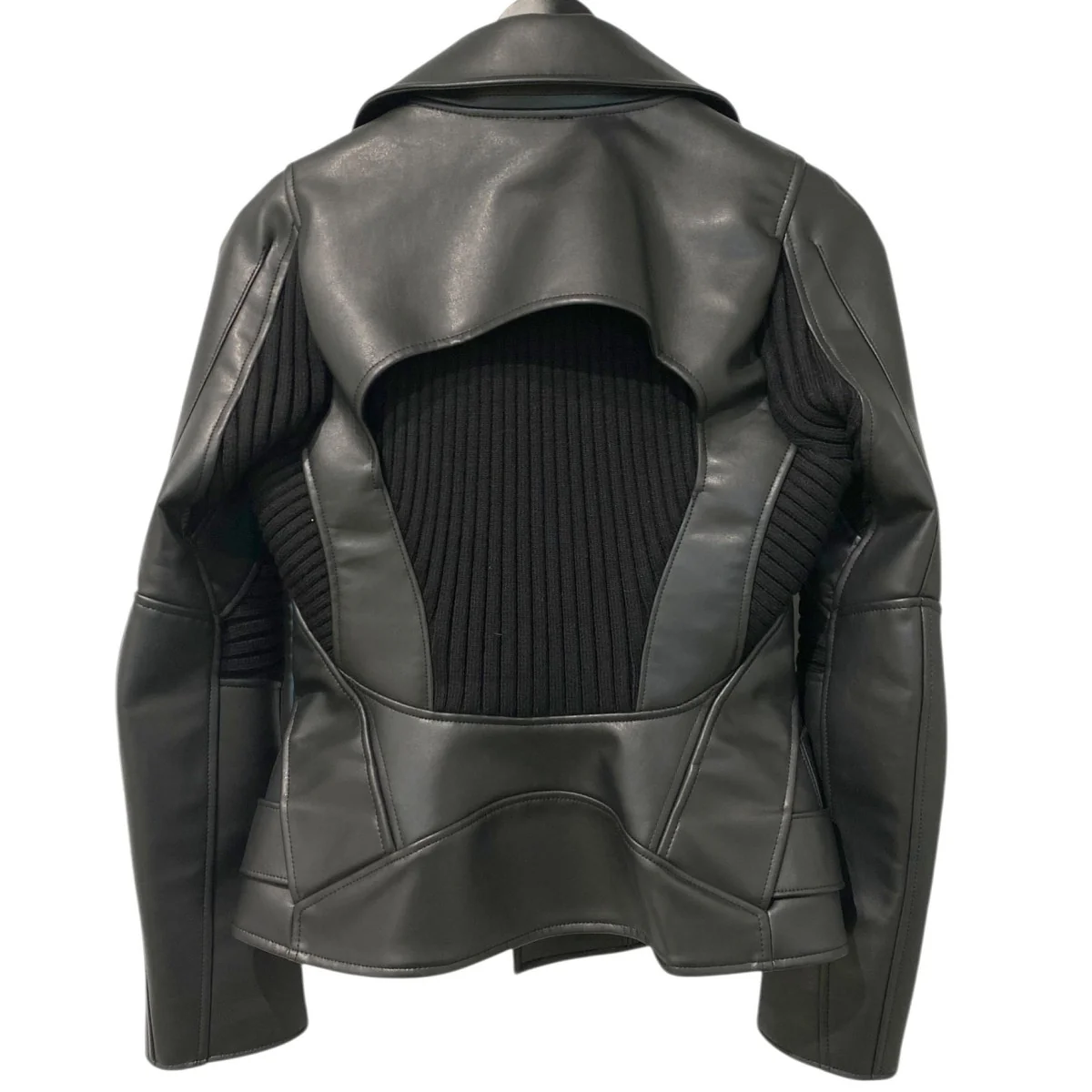 25AWKnitted Insert JacketニットドッキングフェイクレザーライダースジャケットJP-J007 - Image 2